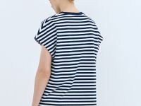 Футболка в полоску со спущенным плечом, Синий