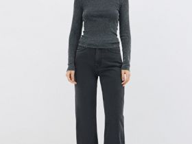 Лонгслив в рубчик, Серый