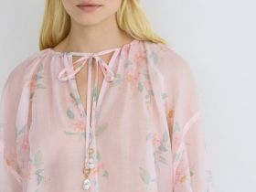 Блузка из тенселя с завязками, Розовый