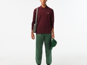 Мужское поло Lacoste L.12.21 классического кроя с длинным рукавом