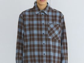 Рубашка в клетку из хлопка, Коричневый