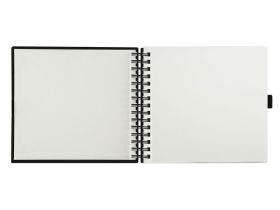 Скетчбук на спирали Гамма "Студия" 20х20 см 100 л 110 г, черный, твердая обложка, на резинке, слон