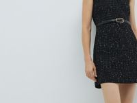 Твидовое платье мини, Черный