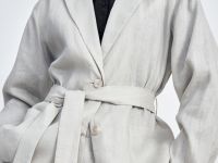 Жакет изо льна с поясом и карманами