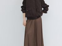 Юбка из ткани с жатым эффектом, Коричневый