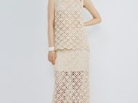 Ажурная юбка макси, Бежевый
