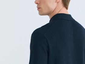 Поло из текстурной ткани, Синий