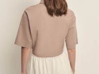 Блузка из хлопка и льна с завязками на поясе