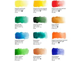 Набор акварели Гамма "Старый Мастер" палитра Ильи Ибряева, 12 цв*2,6 мл, кюветы, метал. кор