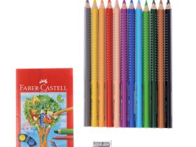 Набор карандашей цветных Faber-castell "Jumbo Grip" 12 цв + точилка в картоне