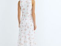 Платье из шифона с принтом и драпировкой, Белый