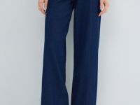 Широкие джинсы с золотыми пуговицами, Синий