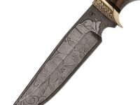 Походный нож Легионер, сталь дамаск, рукоять орех, художественное травление