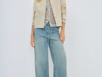 Короткая куртка из натуральной замши, Бежевый