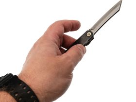 Нож складной Higonokami Nagao Kanekoma, 80мм, сталь SK-5 3 слоя, рукоять нержавеющая сталь черная