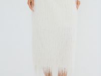 Юбка миди из пушистой ткани, Белый