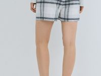 Пижамные шорты в клетку из фланели, Серый
