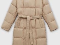 Стеганое утепленное пальто с поясом
