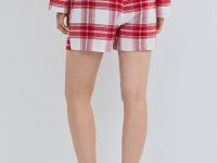 Пижамные шорты в клетку из фланели, Красный