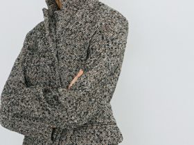 Однобортный жакет с шерстью, Коричневый