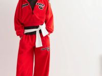 Красные объёмные спортивные брюки из полар-флиса Глория Джинс