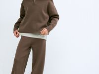 Джемпер с воротником на молнии для девочек, Коричневый