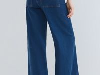 Укороченные широкие джинсы, Синий