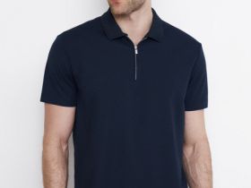 Поло из технологичной ткани с молнией, Синий