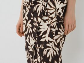 Юбка миди изо льна, Коричневый