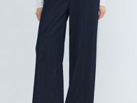 Широкие джинсы с поясом на резинке, Синий