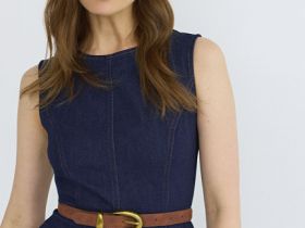 Джинсовое платье миди, Синий