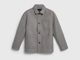 Куртка из пальтовой ткани с накладными карманами, Бежевый