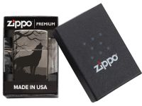 Зажигалка ZIPPO Classic с покрытием Black Ice, латунь/сталь, чёрная, глянцевая, 36х12х56 мм