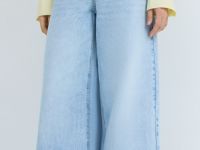 Широкие джинсы с высокой посадкой, Голубой