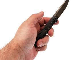 Складной нож Kansept Kitpu, сталь CPM20CV, рукоять титан/Carbon Fiber, черный
