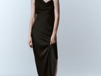 Платье миди с асимметричным вырезом, Черный