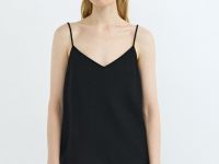 Топ изо льна на бретелях, Черный