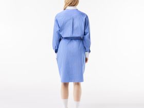 Платье - поло Lacoste в полоску с длинным рукавом и поясом