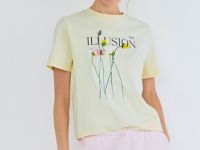 Футболка с цветочным принтом, Желтый