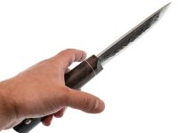 Нож Северный средний, сталь Х12 МФ, рукоять коричневая карельская береза, с откованным долом