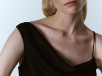 Платье миди с асимметричным вырезом, Черный