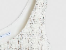 Твидовое платье мини на бретелях, Белый