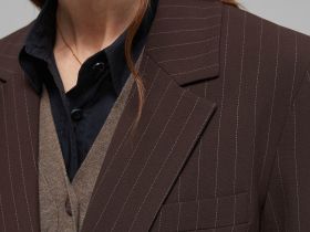 Однобортный жакет в полоску