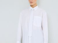 Хлопковая рубашка с галстуком, Белый