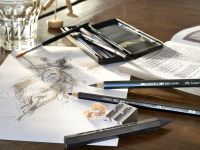 Набор чернографитных материалов Faber-castell "PITT Monochrome" 19 предметов в металл коробке