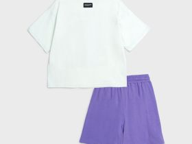 Комплект трикотажный для девочек: фуфайка (футболка), шорты