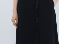 Платье миди с ремнем, Черный