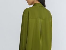 Сатиновая блузка из вискозы, Зеленый