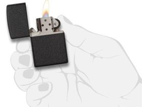 Зажигалка ZIPPO Classic с покрытием Black Crackle™, латунь и сталь, чёрная, матовая, 36x12x56 мм