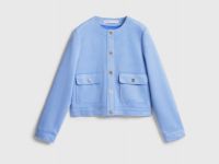 Укороченный жакет из искусственной замши, Голубой